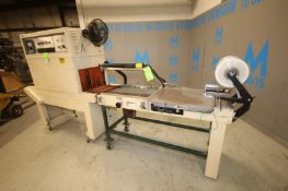 Weldotron 28" L Bar Sealer with 16" W Belt Conveyor, 12" W Roll of Wrap with 46" L Shrink Tunnel,