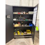 CABINET WITH BRIDGEPORT ITEMS