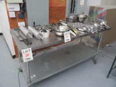 Stainless steel table on wheels approx. 72"w x 30"d x 38"h
