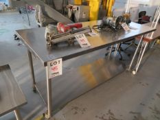 Stainless steel table on wheels approx. 72"w x 30"d x 37"h