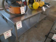 Stainless steel table approx. 96"w x 30"d x 38"h