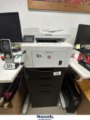 HP Printer/Scanner, Yealink phone & brown file drawer