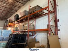 7 section, 4 tier, 20ft x 42" x 102" pallet racking with metal inserts
