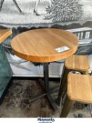 28" Dia X 42" tall wood top table