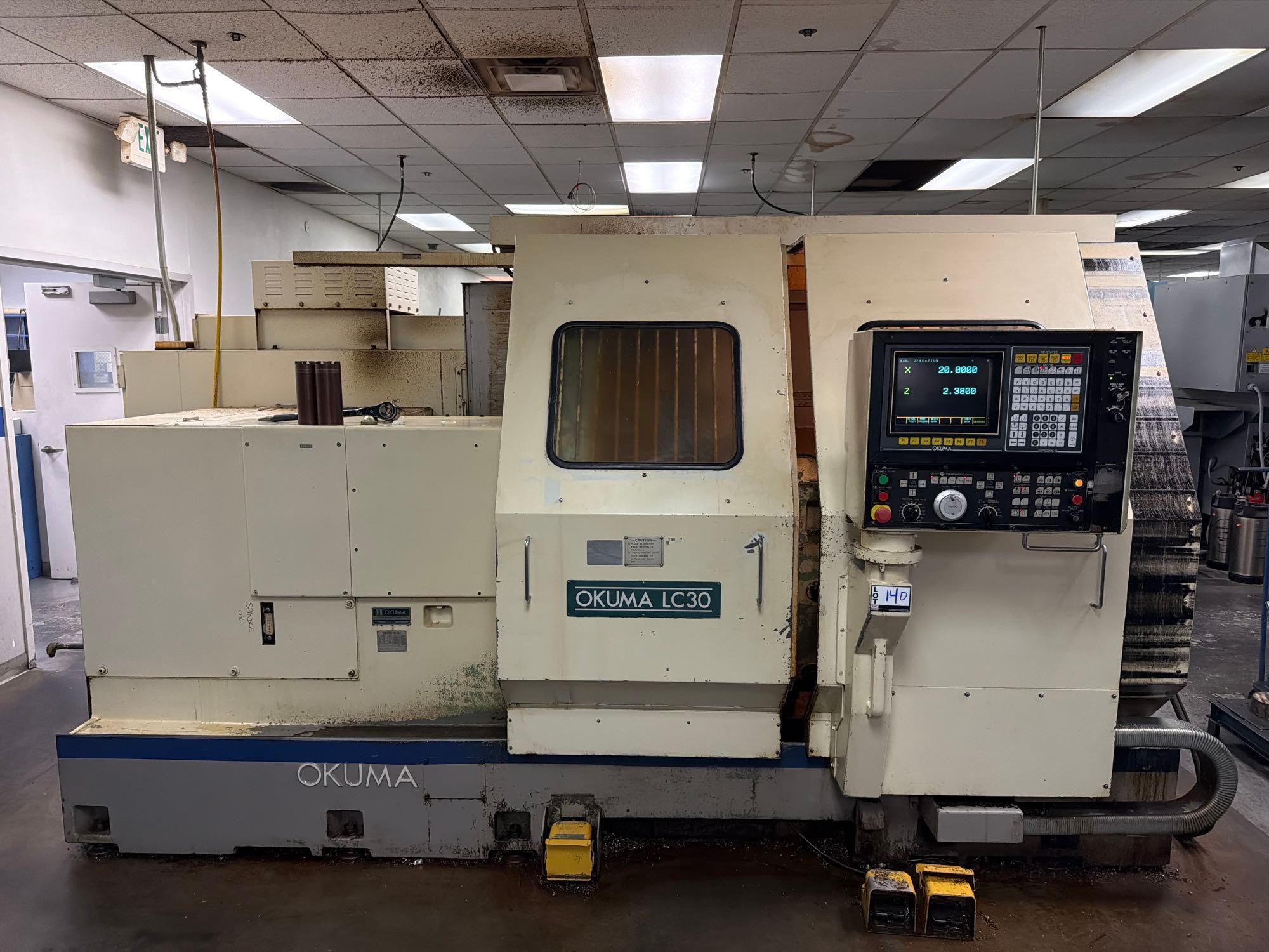 Okuma LC30, OSP-5000L-G Control, Kitagawa B-12 12” 3-Jaw Chuck, 12 Station Turret, Tail Stock
