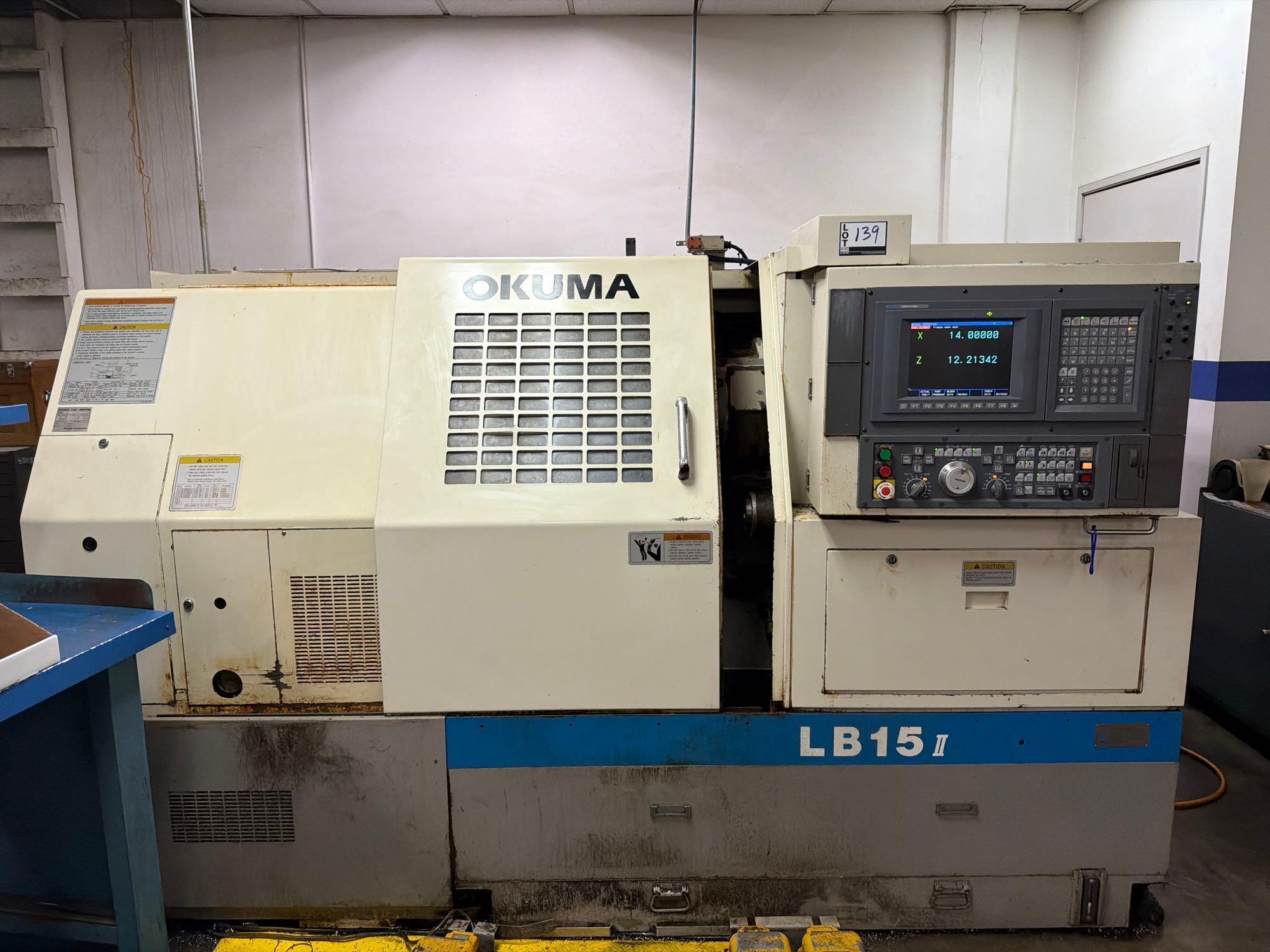 Okuma LB15II, OSP-U100L Ctrl., Kitagawa B-208 8” 3-Jaw Chuck, 12 Station Turret, Tail Stock