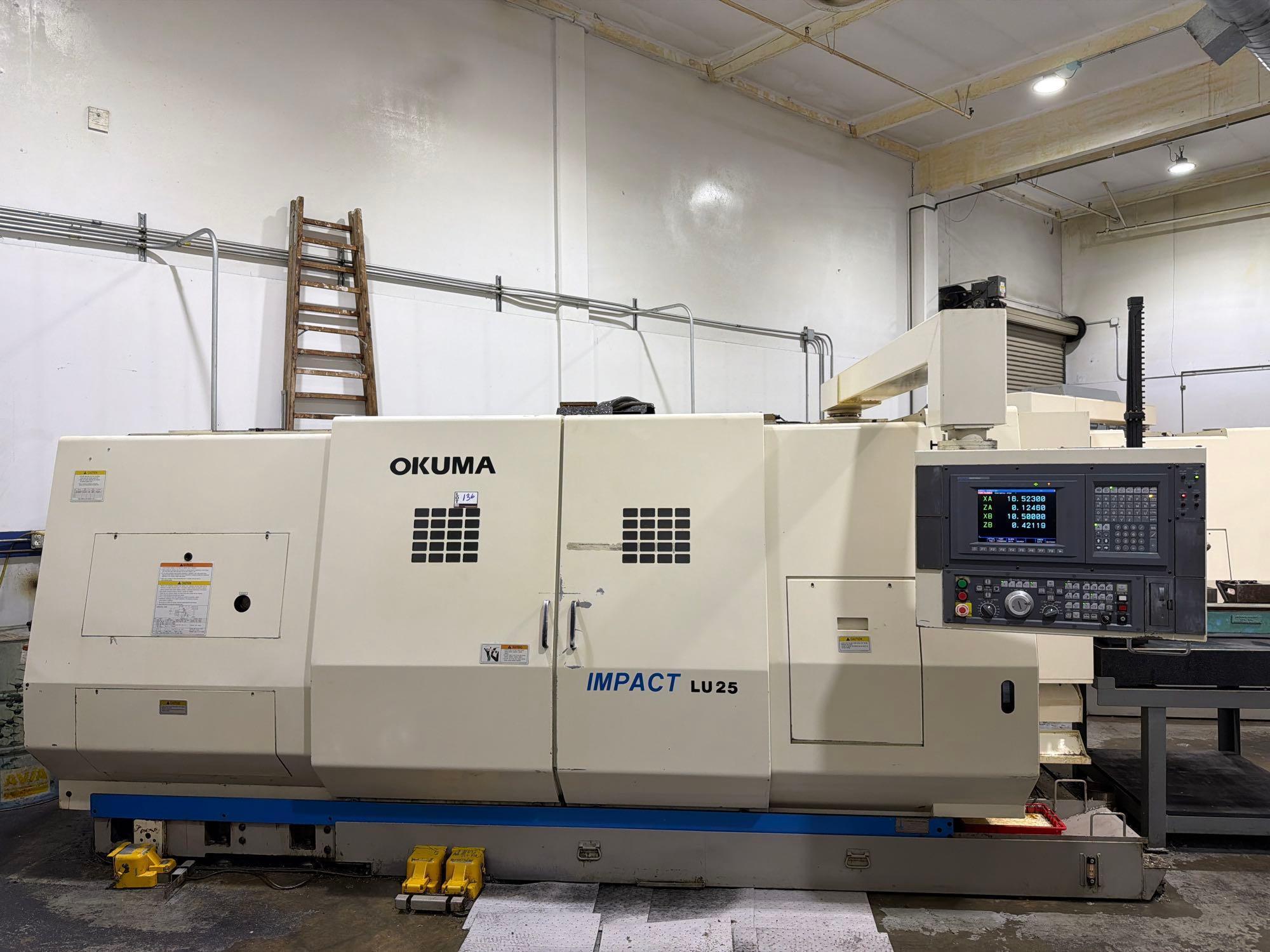 Okuma Impact LU25, OSP-7000L Control, Kitagawa B-210 10” 3-Jaw Chuck, 12 Station Turret, 10 Station
