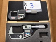 Starrett No. 753 Digital Micrometer and 1” - 2” Mitutoyo Digital Micrometer