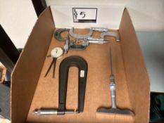 Assorted Inspection Equipment: Outside Micrometers, Depth Micrometer, and Internal Dial Caliper