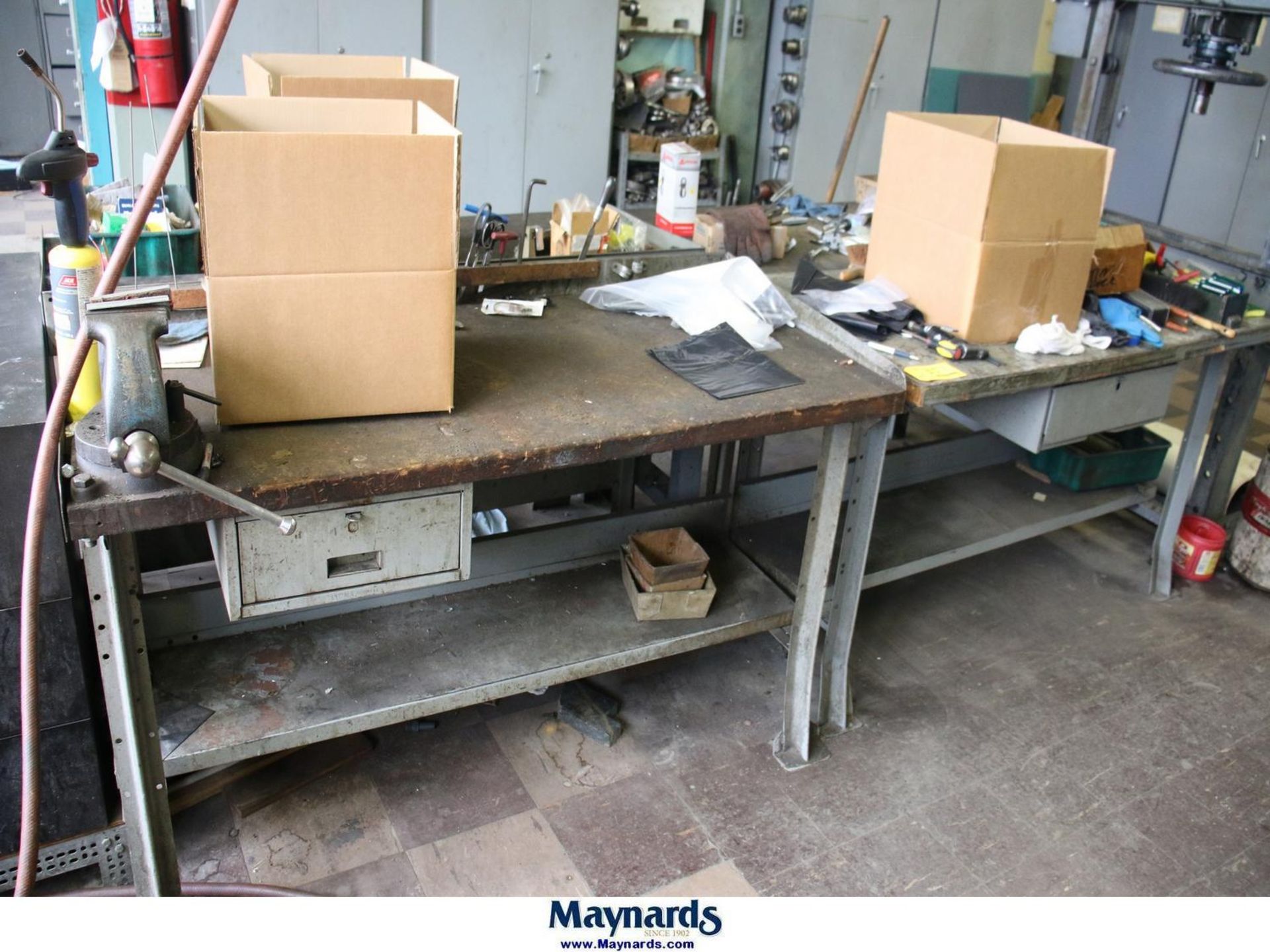 Lot of (4) Workbenches Includes Attached 4" Jaw Bench Vise [Loc: 3rd floor]