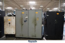 Lot of Assorted Storage Cabinets with Machine Parts, Welding Supplies, and Maintenance Stock