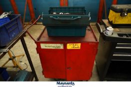 Rolling Two-Door Shop Cabinet with Tool Tote Contents