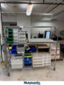 GENERAL 3 TIER ROLLING MESH RACK W/CONTENTS