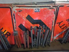 Lot: (12) Portable Traffic Safety Signs with (5) Stands