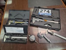 Quality Control Tools: 4 Digital Micrometers, Dial Caliper, Digital Indicator