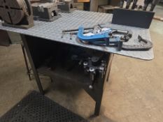 Diamond Plate Shop Table with Rotary Collect Holder