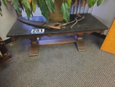 Low Table with Saw, Plier/Stretcher, Plant