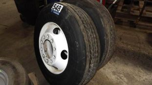 (2) 295/75R22.5 Truck Tires and Wheels