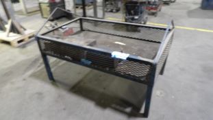 Heavy-Duty Metal Work Table - Expanded Mesh Surface, Angled Supports