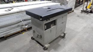 LASER'S EDGE Mobile Workstation Cabinet - Black Top, Storage Drawers, Casters