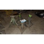 Industrial Heavy-Duty Jack Stands - Adjustable Height, Used, Dark Green/Blue