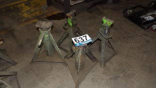 Industrial Heavy-Duty Jack Stands - Adjustable Height, Used, Dark Green/Blue