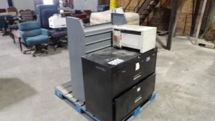 Filing Cabinet, Microwave, Shelving Unit