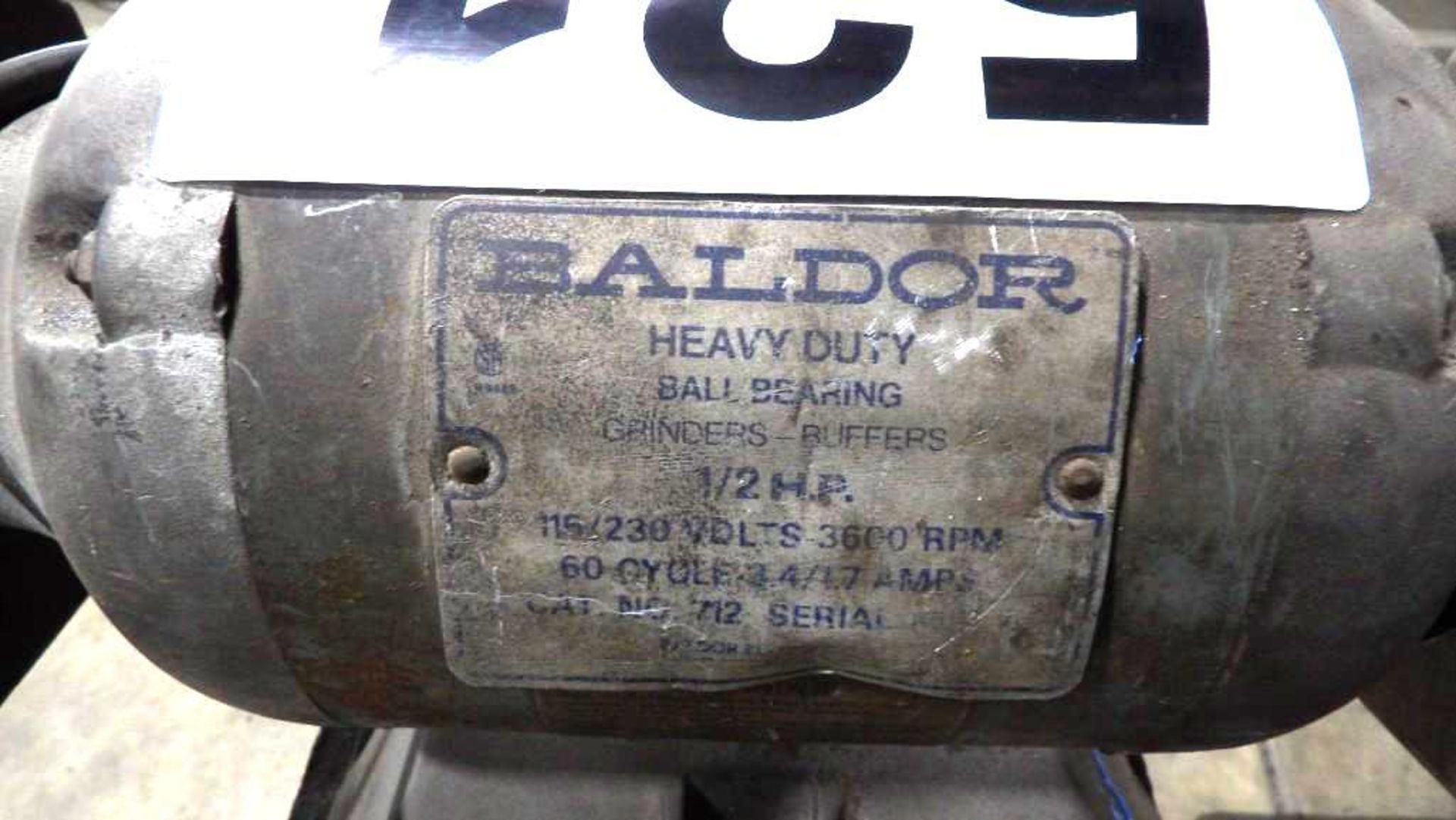 BALDOR Heavy Duty Ball Bearing Grinder-Buffer, Cat No. 712, 1/2 HP - 115/230V - 3600 RPM, on Stand - Image 2 of 6