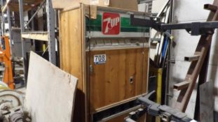 7UP Vending Machine - Wood Grain Panel, 50-Cent Operation, Multi-Drink Selection