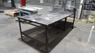 Heavy-Duty Steel Worktable with Lower Shelf and Mounted Vise