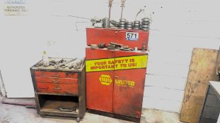 NAPA Storage Cabinet and Tool Cart with Assorted Automotive Parts