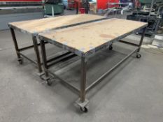 Lot of Two Industrial Work Tables on Casters