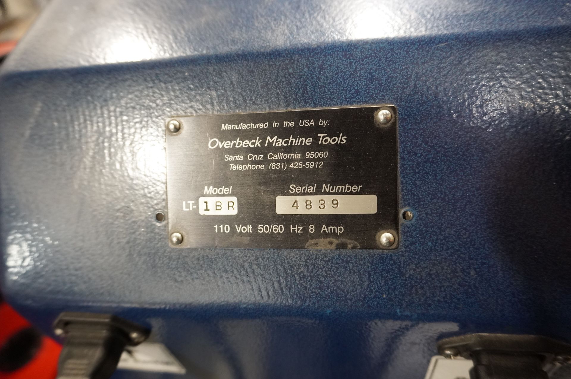 OVERBECK MACHINE TOOLS TWISTER SPEED LATHE MODEL LT-1BR, S/N 4839 WITH ...