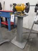 DEWALT DW756 6" BENCH GRINDER S/N 200217-YL1192, HEAVY DUTY PEDESTAL, 3450 RPM