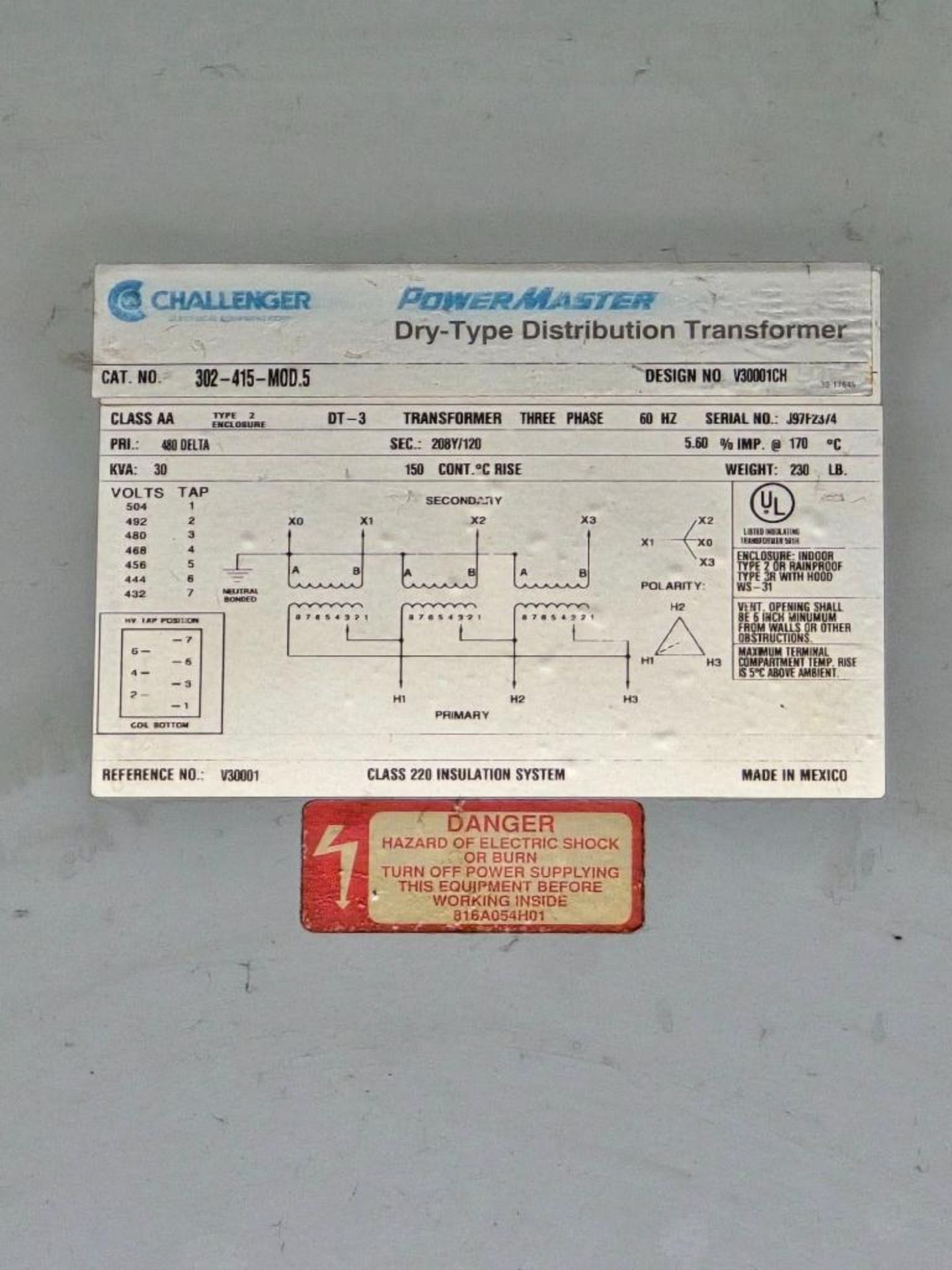Challenger Powermaster 30 KVA Dry-Type Distribution Transformer