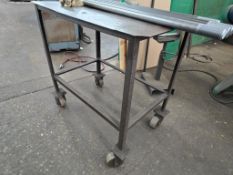(2) 36" x 22" x 1/8" Thick Steel Rolling Tables, 34" Tall