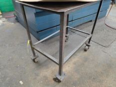 (2) 36" x 22" x 1/8" Thick Steel Rolling Tables, 34" Tall