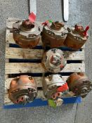 (JBP) New Pallet of (Qty 7) SRI Hydraulic Motors, Model FS50A1 350, Shaft 8 Spline, Weathered