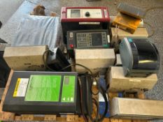 (FJ) Pallet of Electrical, Ecotec Battery Charger, Mold Flow Monitors, Niles S1-1230 Amp, Printer, A
