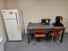 Contents of Breakroom: Fridge, Toaster Oven, Keurig, Table & Shelf Unit