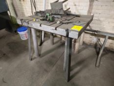 46 1/2" x 36 1/2" Steel T-Slotted Work Table, 34" Tall w/ Misc. Steel