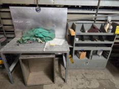 Stainless Teel Table & Metal Shelf w/ Contents