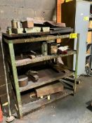 Contents Along Wall Consisting of 2-door cabinets w/ Some Electrical Supplies, Steel Rack (NO DIES),