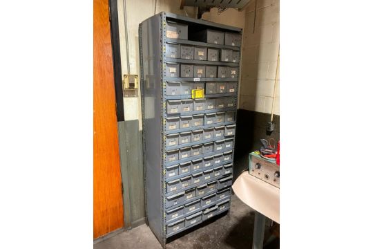 (75) Drawer Hardware Bin Rack w/ Dowels, Bushing, Washers, Roll Pins ...