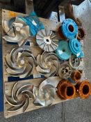 (JW) New, Pallet of Goulds Parts, Stainless Impellers, Stuffing Box Covers, Bearing Housings