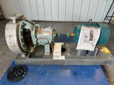 (JW) New, Durco 3x1 1/2-13 Mark 3 Stainless Pump w/ Reliance 7.5 HP Motor, Casing, Stuffing Box, Imp