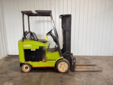 Clark 3,000-LB Capacity Forklift, Model ECG30, S/N EC0358-0183-6859FB, 36-Volt Battery, 3-Stage Mast