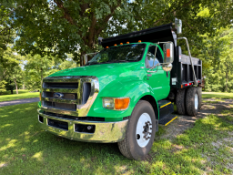 2015 Ford F650 Single Axle Dump Truck, Triton V10 Engine, Ledwell Bed, Auto tarp, Hitch, 31,232 Mile