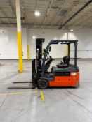 Toyota 4,000-lb. Capacity 3-Wheel Forklift, Model: 8FBEU20U, S/N: 18032, 36-VOLT BATTERY, SIDESHIFT