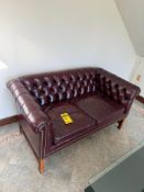 LEATHER LOVE SEAT AND GLASS TABLE, *$10 LOADING FEE WILL BE ADDED TO FINAL BID*